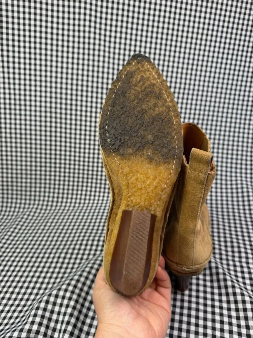 Tory Burch Lila Western Ankle Boots Womens 8.5 Brown Suede Heel Designer Rustic